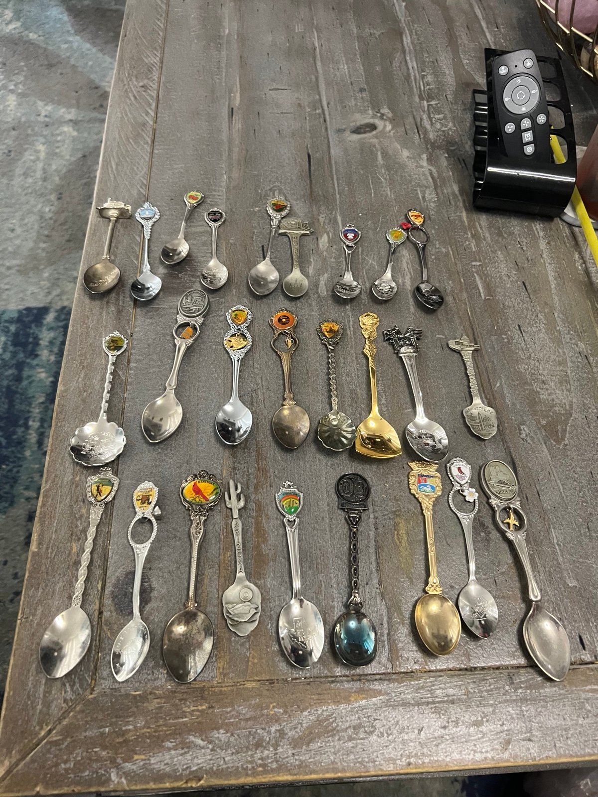 Lot of 26 Souvenir Spoons Silver Copper Pewter (mixed Metals)