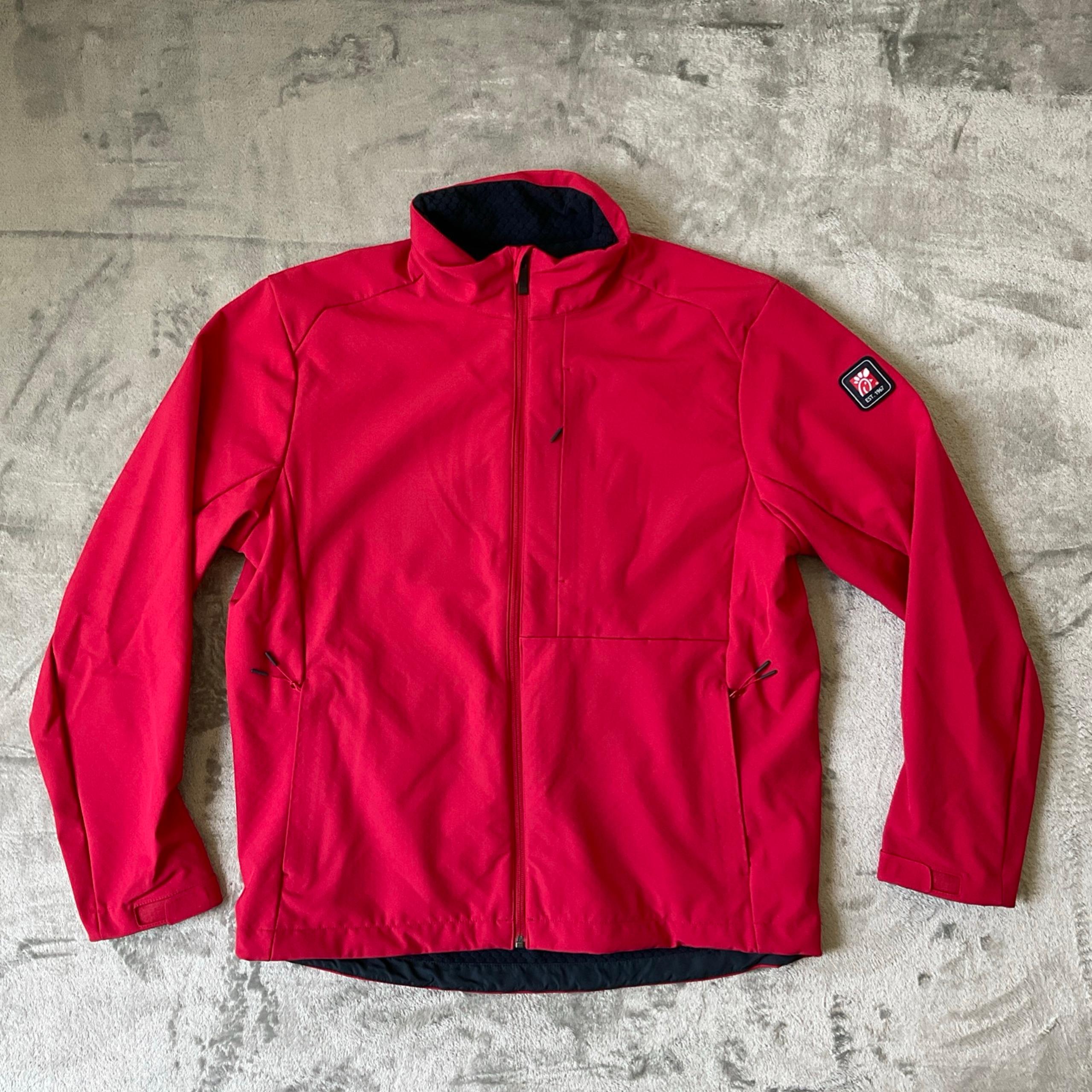 CHICK FIL A Uniform Jacket Men LARGE Red Work TeamStyle Zip Soft Shell Lined#469