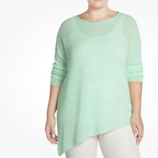 Eileen Fisher New Womens 1X Tunic Sweater Tencel Bateau Neck Asymmetrical Hem
