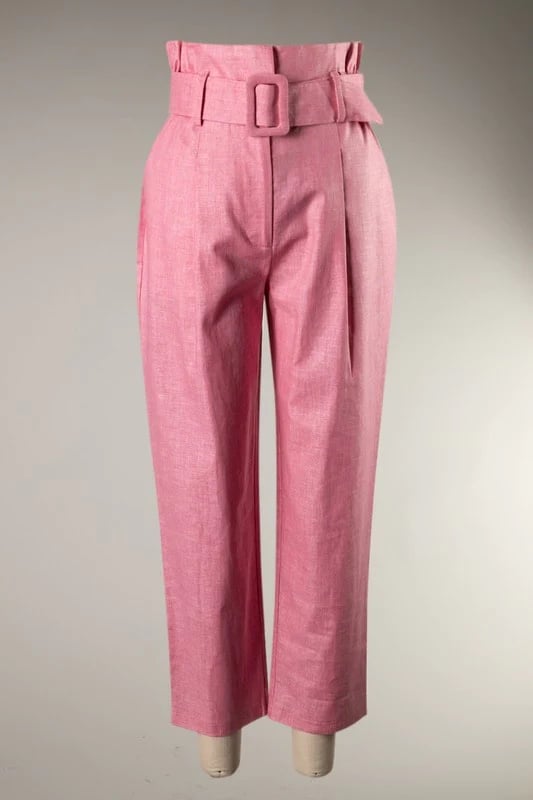 Audrey 1950s Pink Sky High Waist Capri Pants