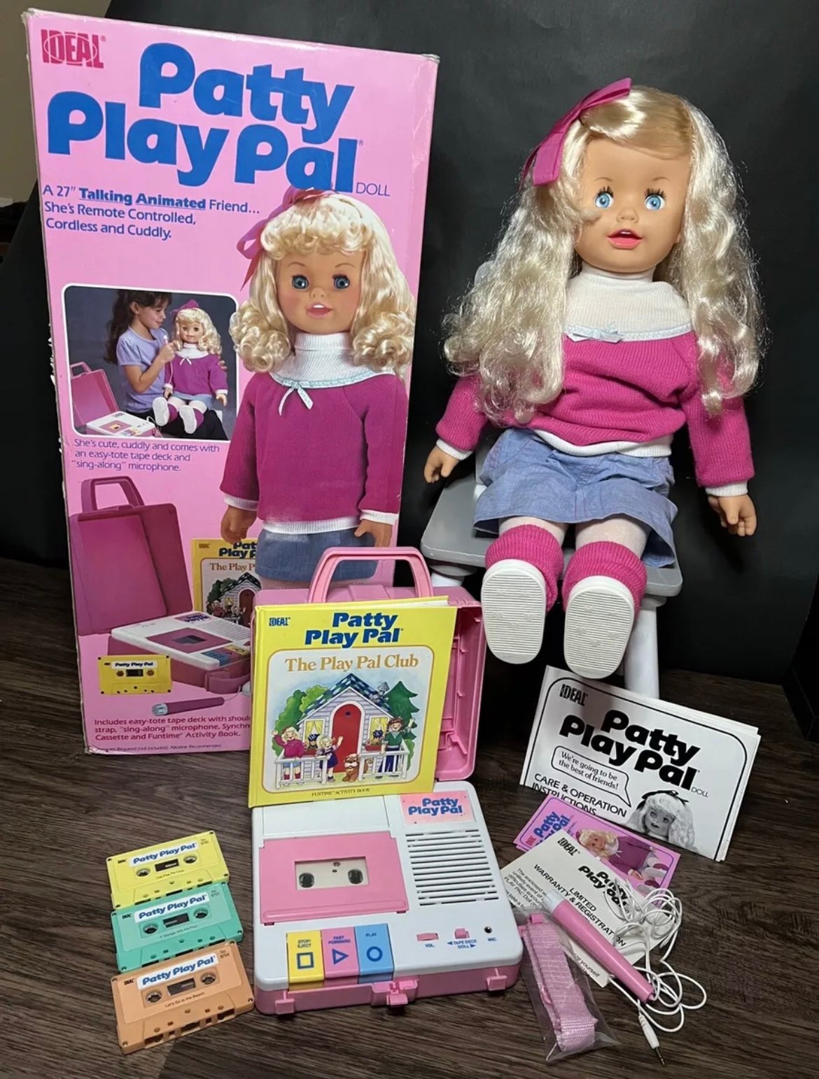 1987 Ideal Talking PATTY PLAY PAL Working With Box /contents And Extra Tapes