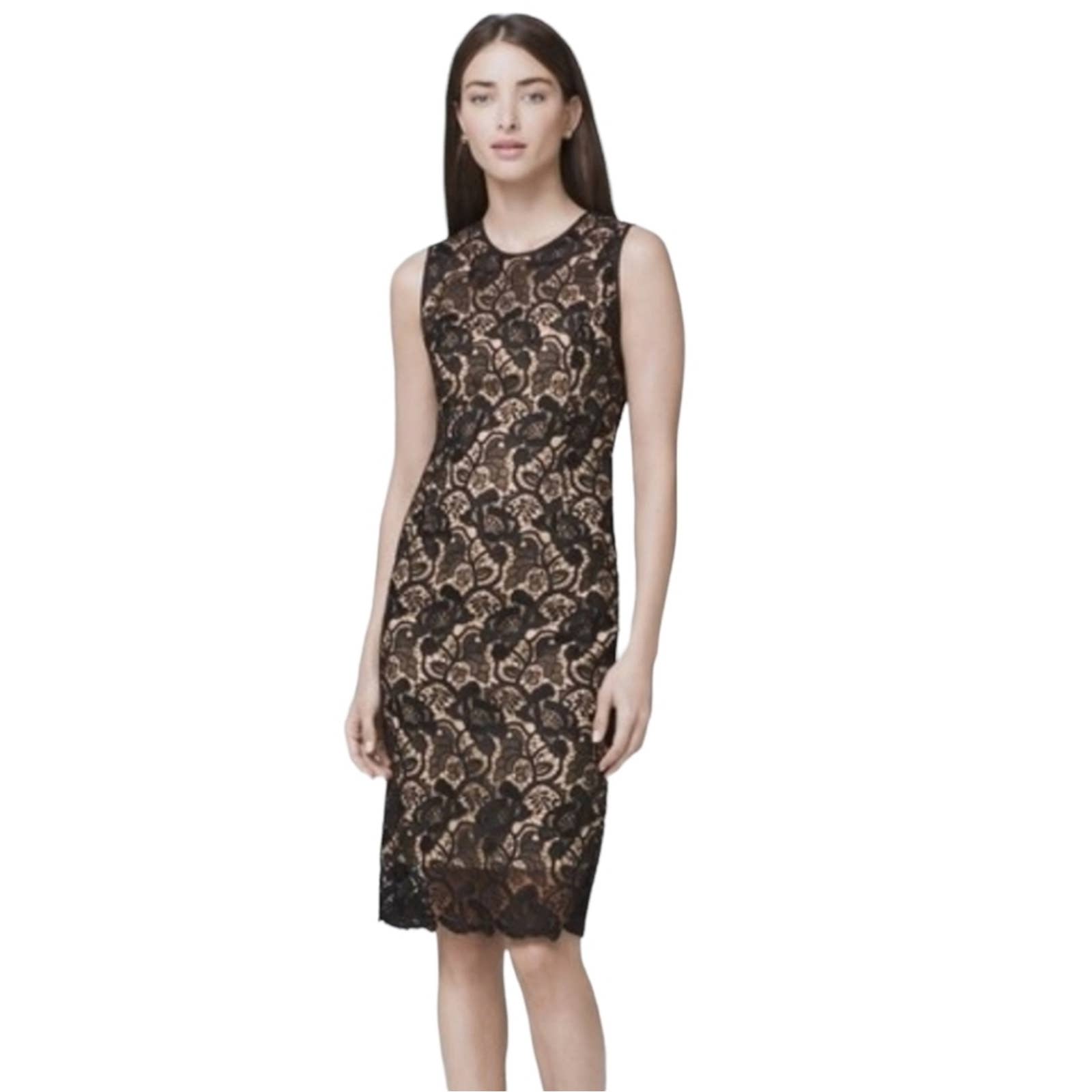 Nwt Whbm Illusion-Neck Black Lace Sheath Dress size 4