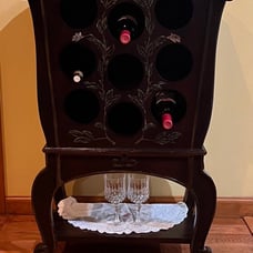 Antique Hand Painted Solid Wood Wine Rack