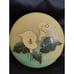 Round Midcentury Green Alabaster Floral Hinged Trinket Box with Lid, Italy