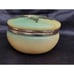 Round Midcentury Green Alabaster Floral Hinged Trinket Box with Lid, Italy