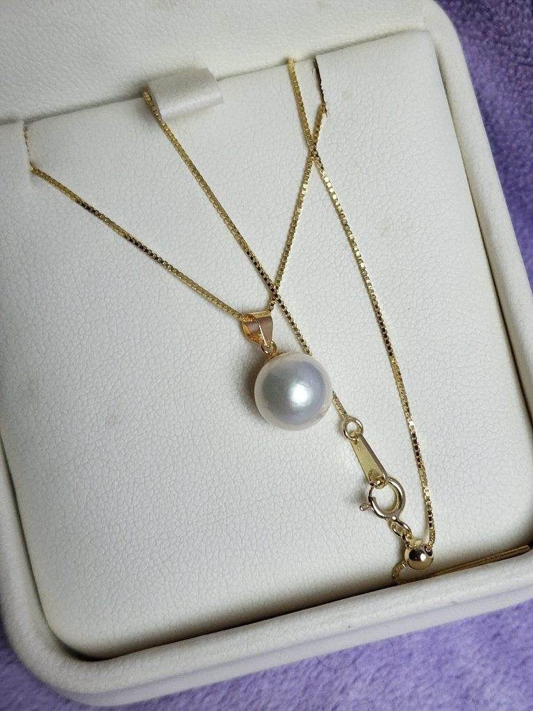 18k solid yellow gold Genuine pearl pendant