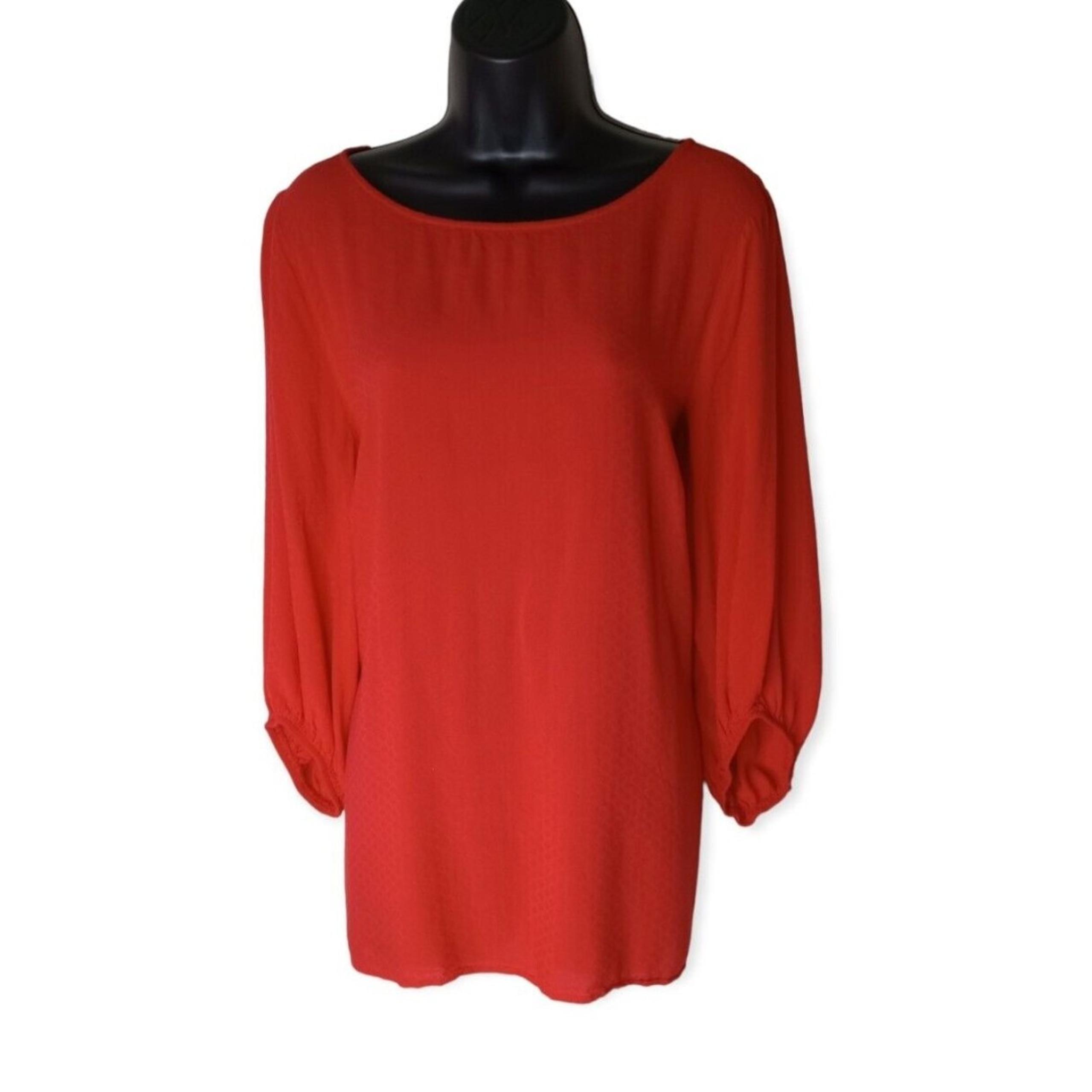 Motherhood Maternity Blouse Red 3/4 Sleeve Top Size XL Red Tieback