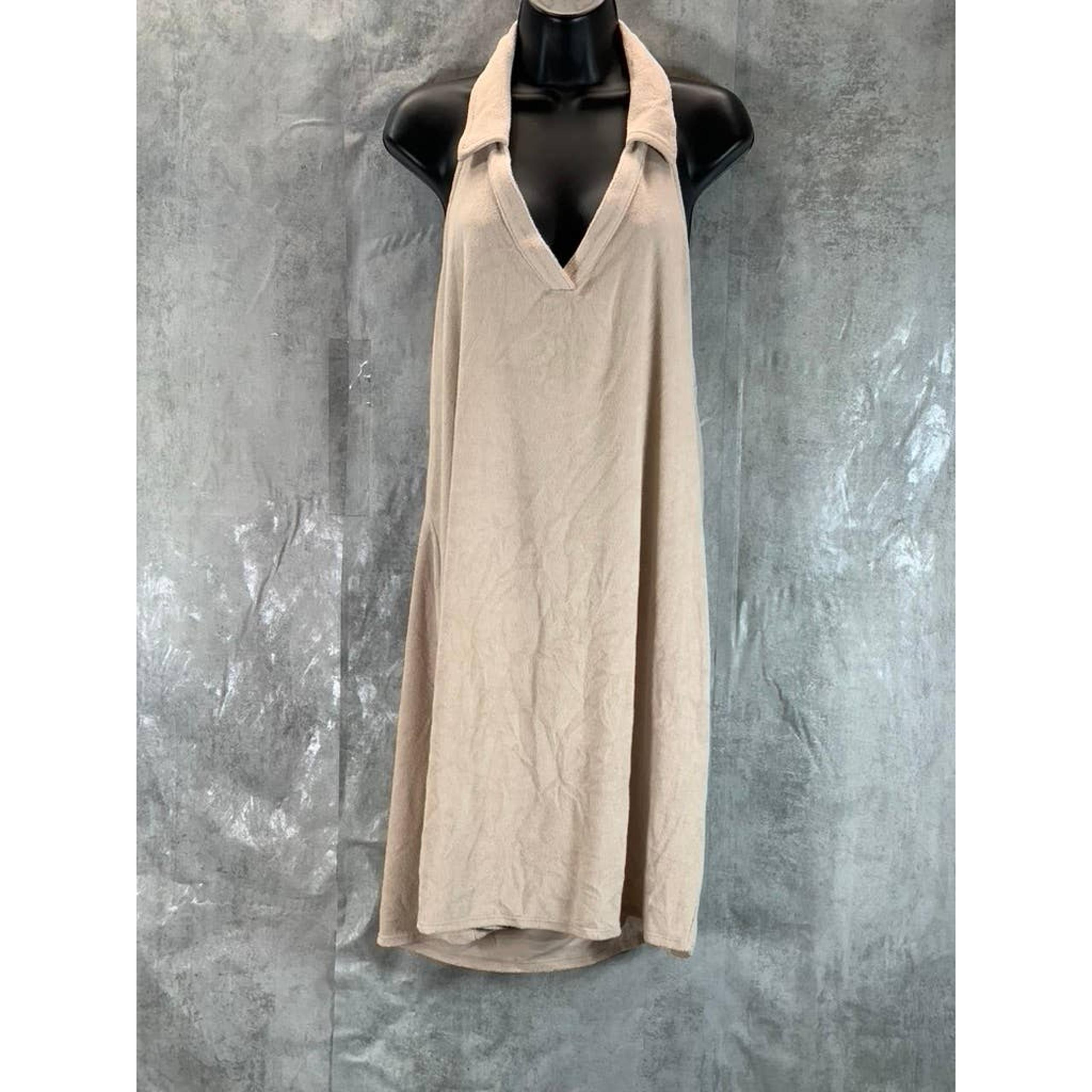 BAR III Women's Plus Naturally Nude Terry V-Neck Halter Bodycon Mini Dress SZ 2X