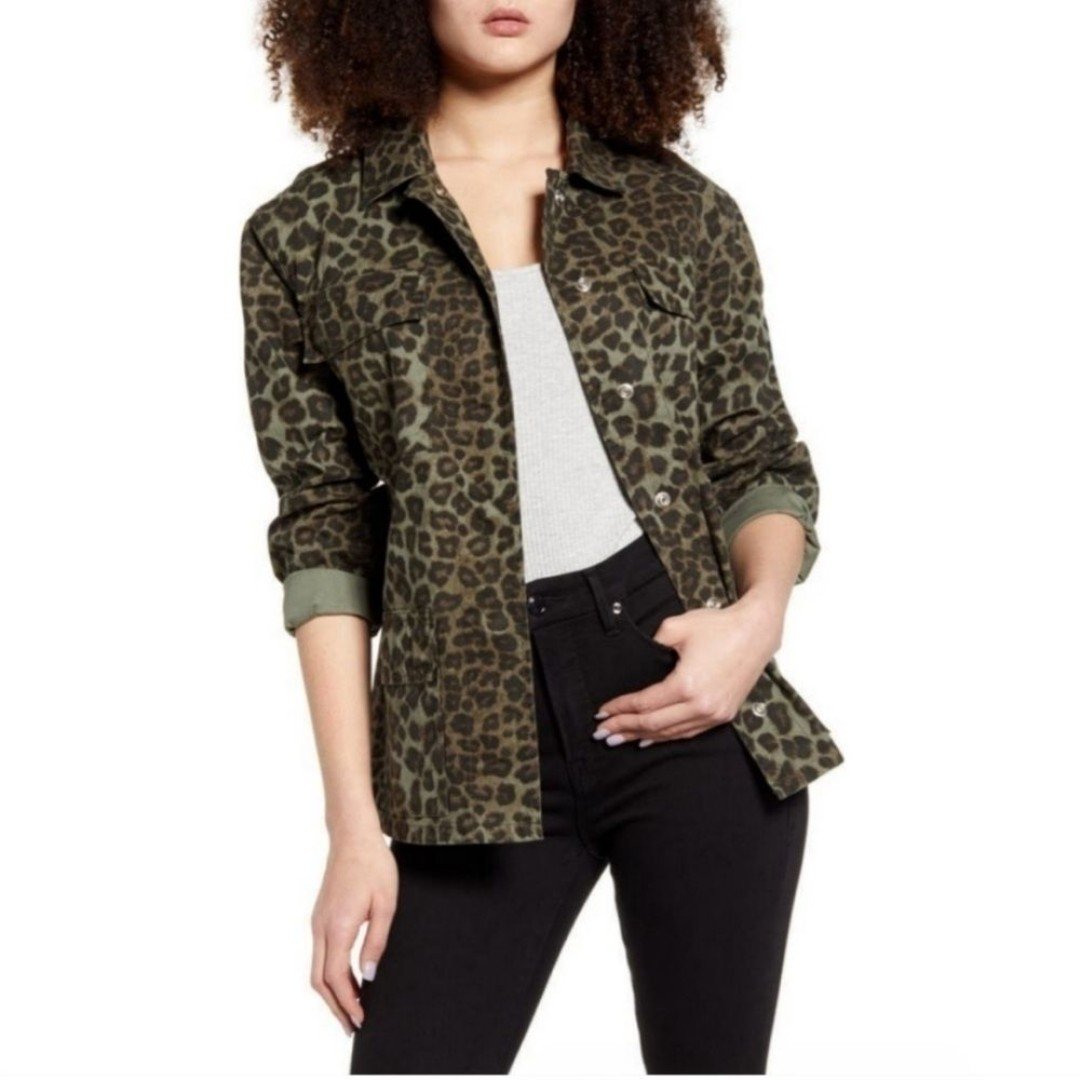 Good American Leopard Print Utility Jacket