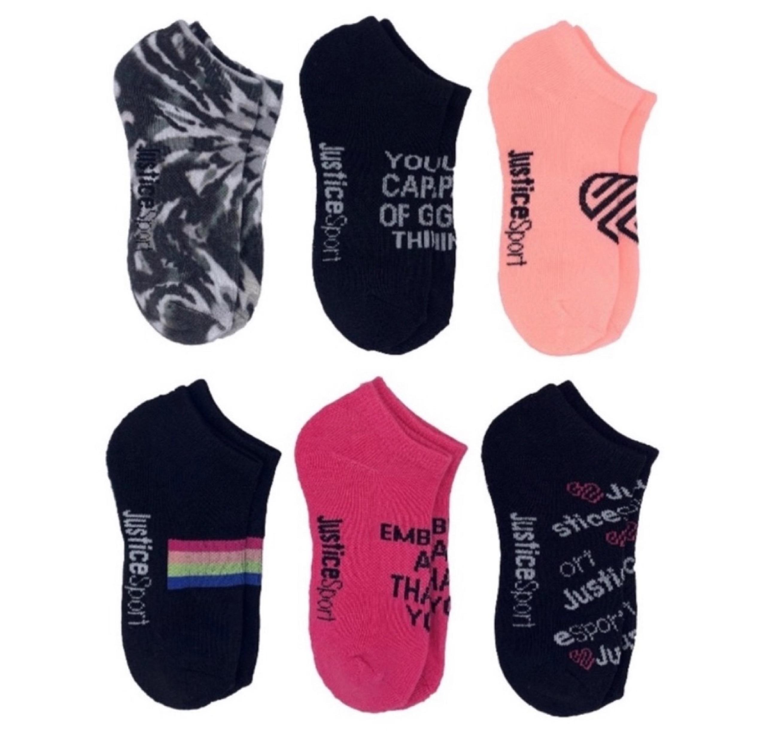 JUSTICE 6pair girl socks Size Large 4-10