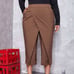 2–in-1 Elegant Capri with Front Asymmetrical Wrap Skirt (Coffee Brown)