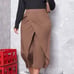 2–in-1 Elegant Capri with Front Asymmetrical Wrap Skirt (Coffee Brown)