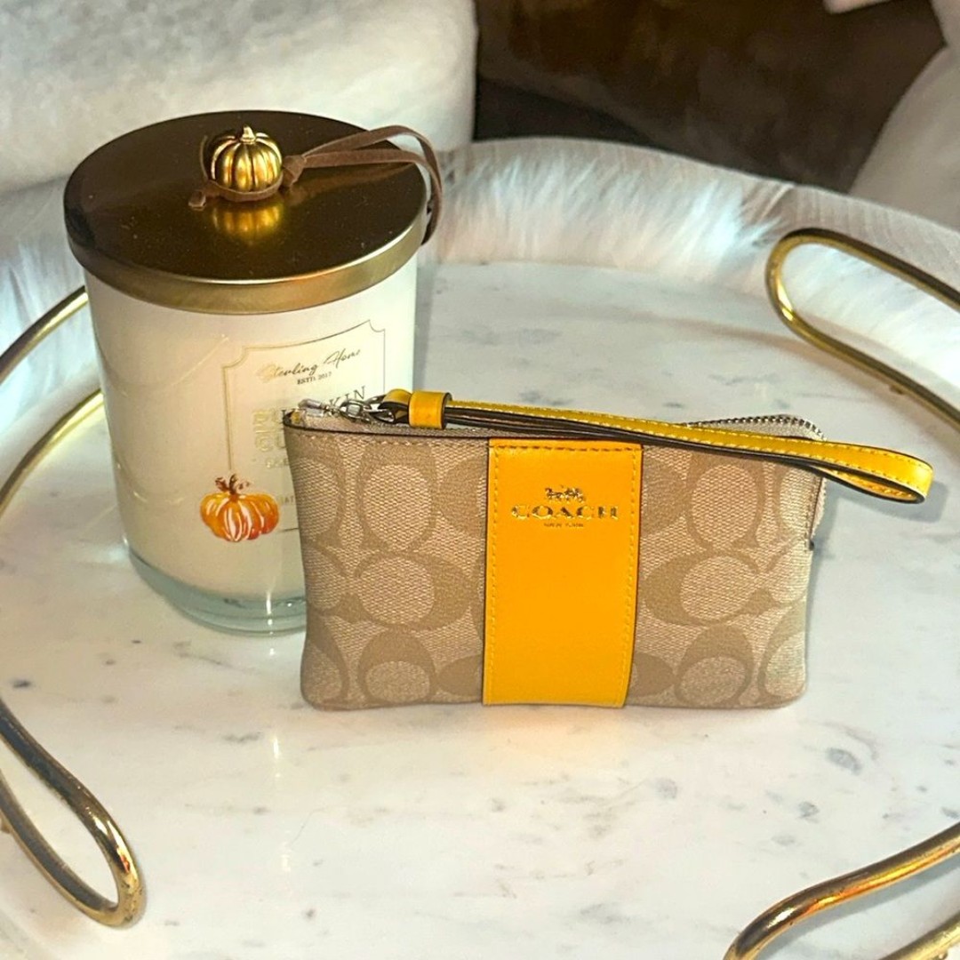 Coach Signature Wristlet Tan & Yellow