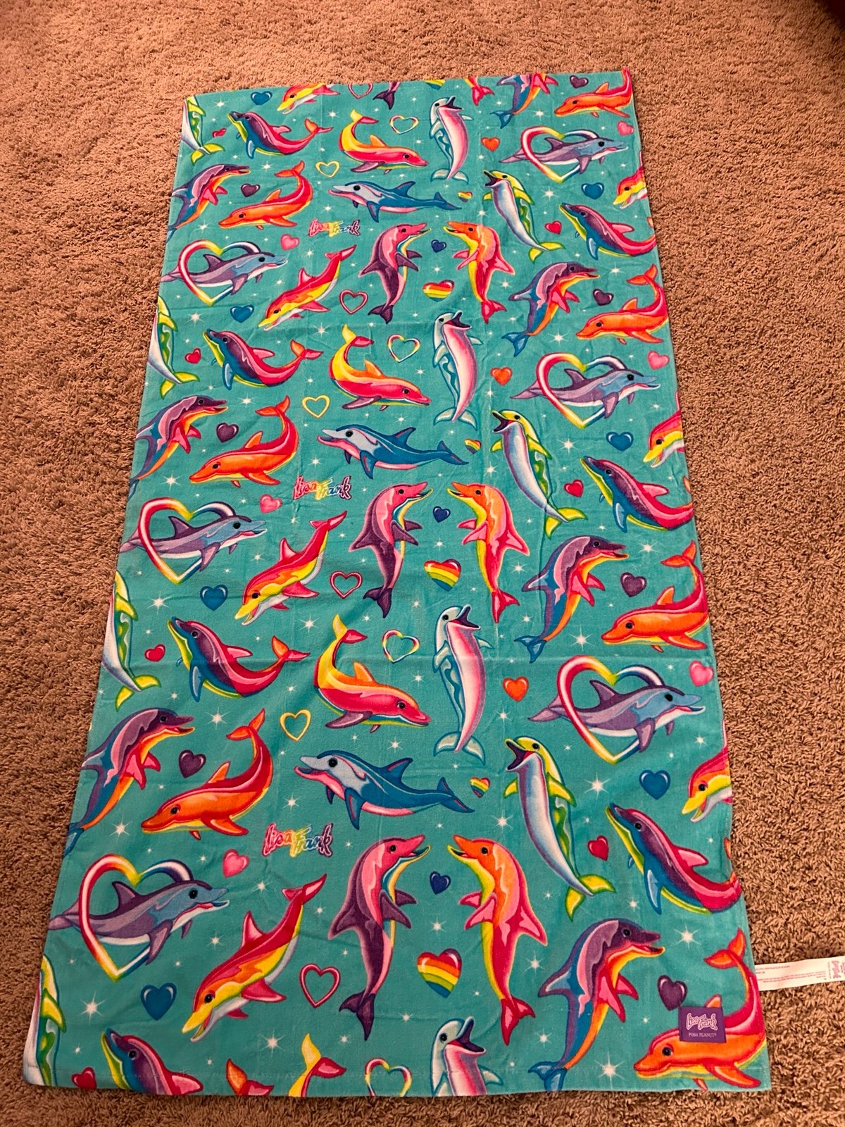 posh peanut lisa frank towel dancing dolphins NIB