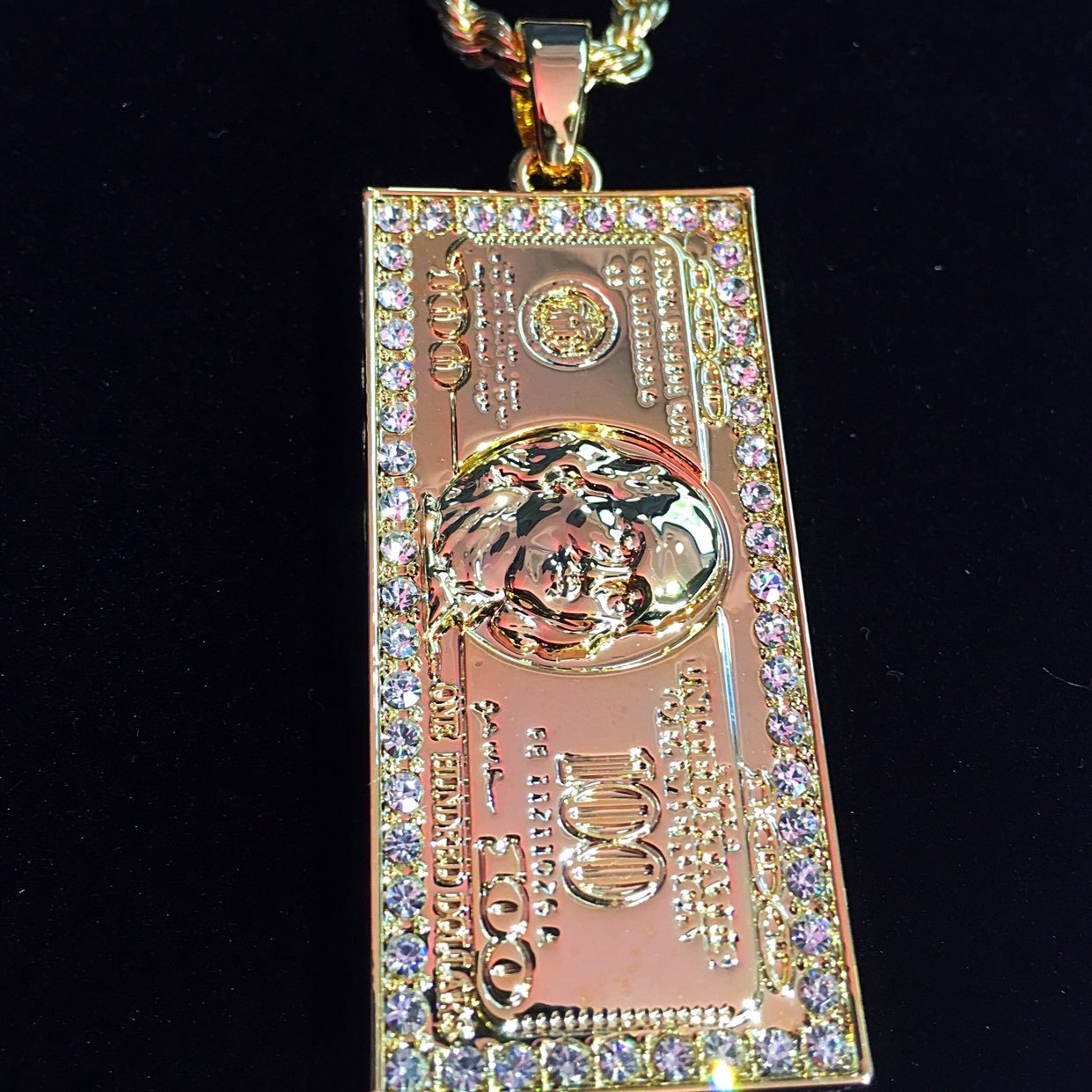 100 BILL DIAMONDS CZ 18K GOLD CHAIN