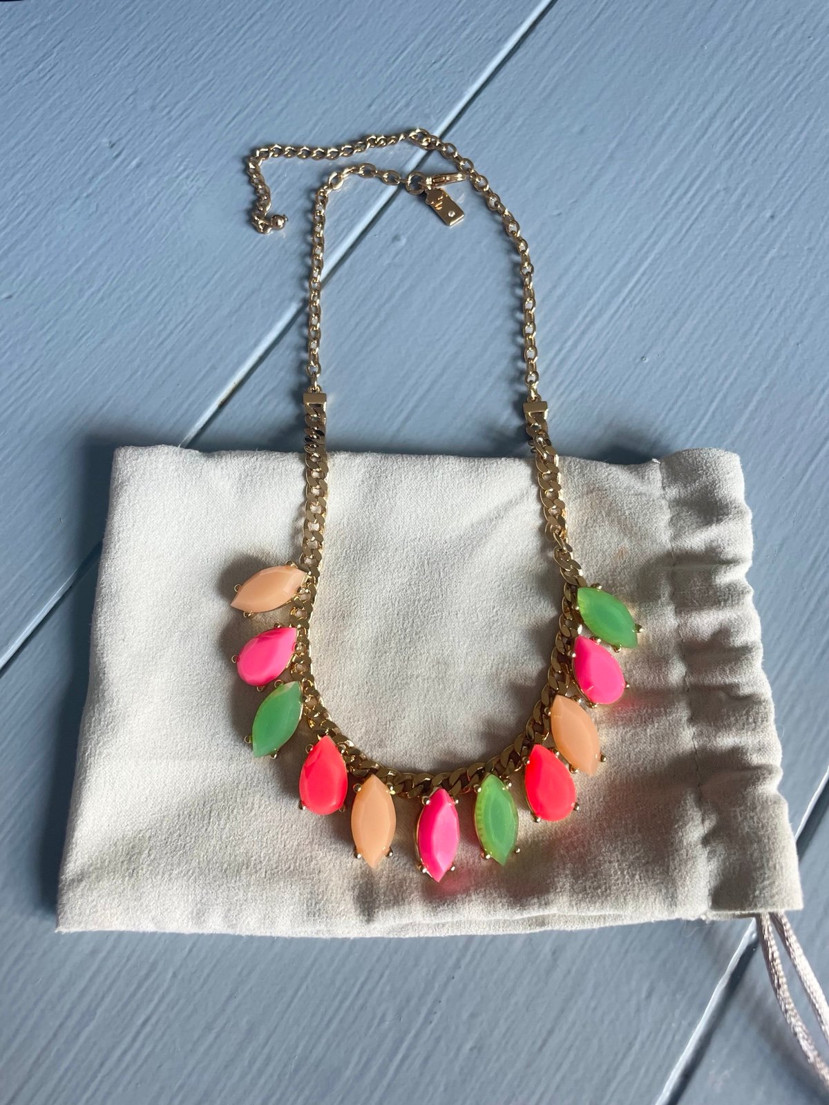 Kate Spade “Gardens of Paris” gold tone multicolor necklace