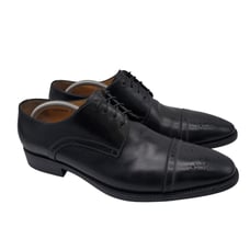 SANTONI Mens Black Leather Perf Cap Toe Oxford UK 10.5/US 11.5 D Shoe Italy 730