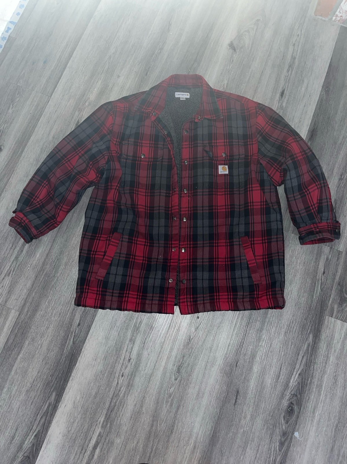 Carhartt Hubbard Heavyweight Flannel Sherpa Jacket Shirt Insulated Size XL