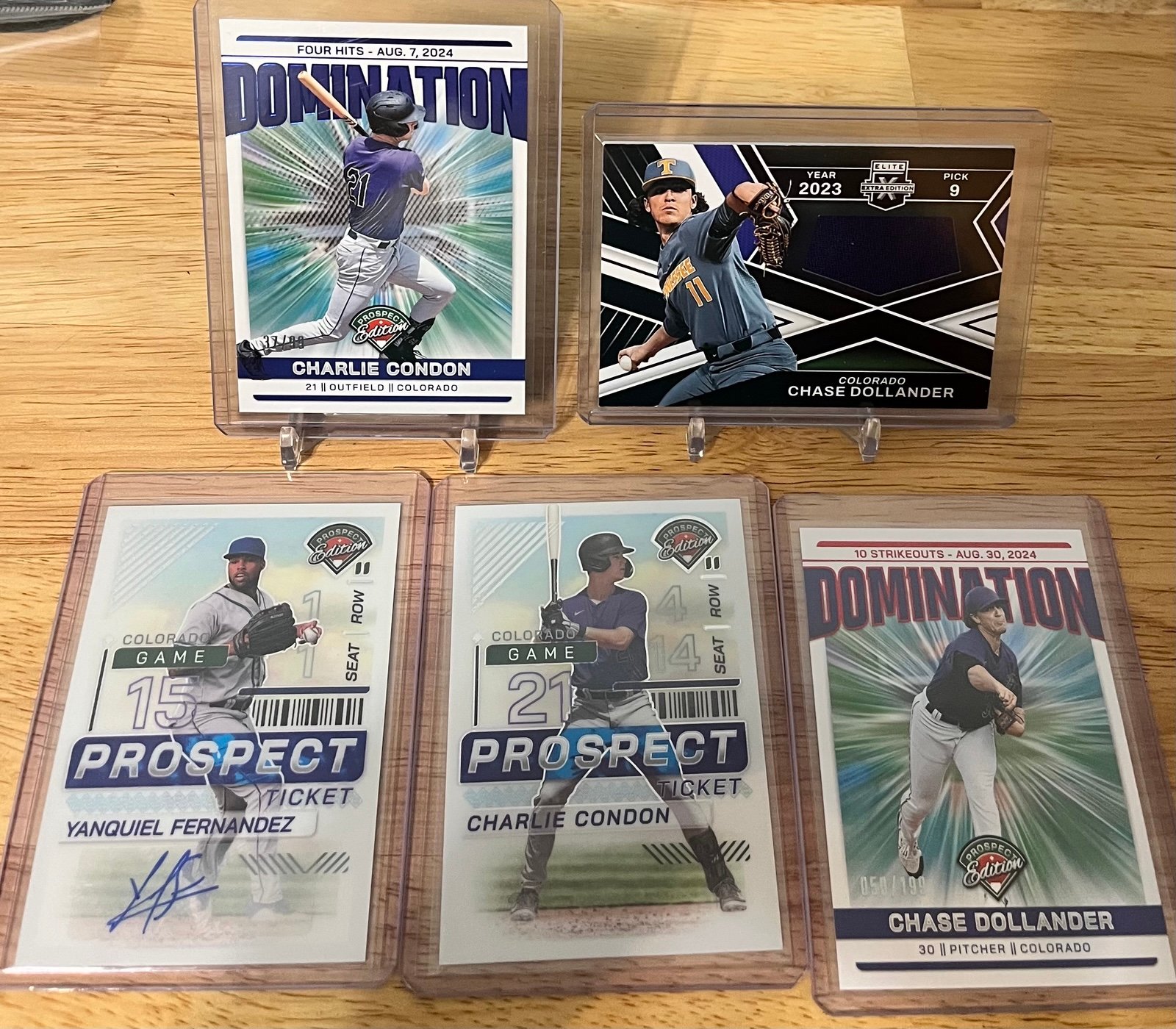 2024 Panini Prospect Edition Charlie Condon #12 Domination! Blue 37/99 Rockies