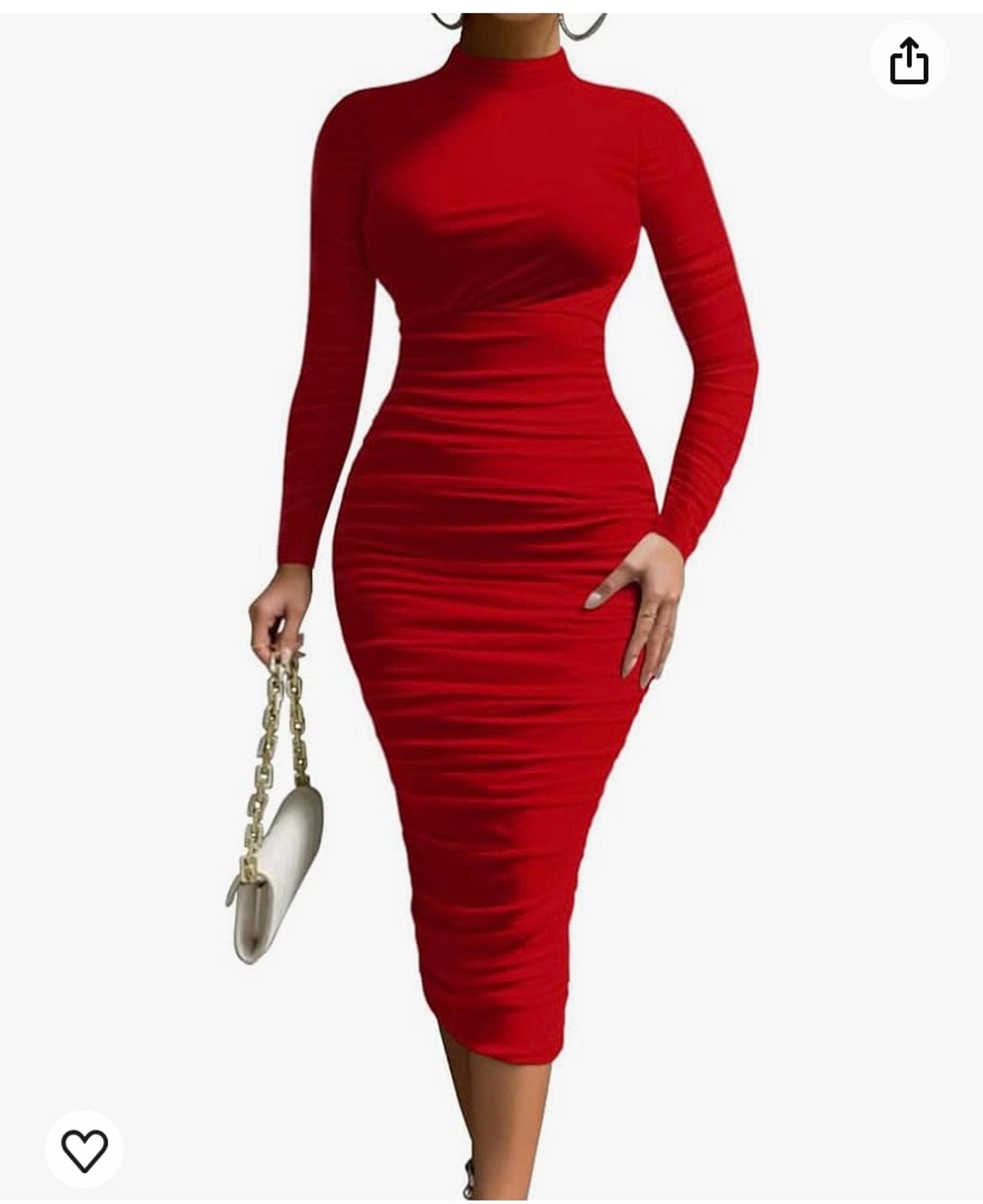 LAGSHIAN Womens Cocktail Bodycon Long Sleeve Mock Neck Mesh Ruched Midi Dress