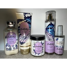 5 Bath & Body Works Butterfly Set Mist, Body Lotion, Cream, Candle & Hand Spray