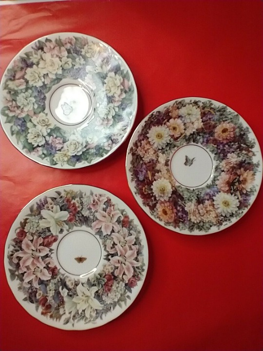 Lena Liu Floral Greetings 3- Teacup Saucers Only