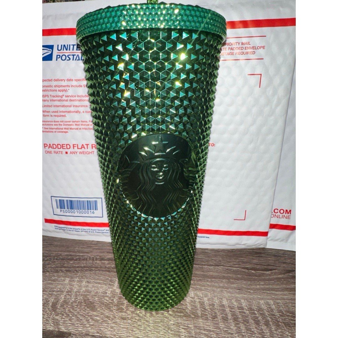 Starbucks metallic green bling studded venti tumbler 2023