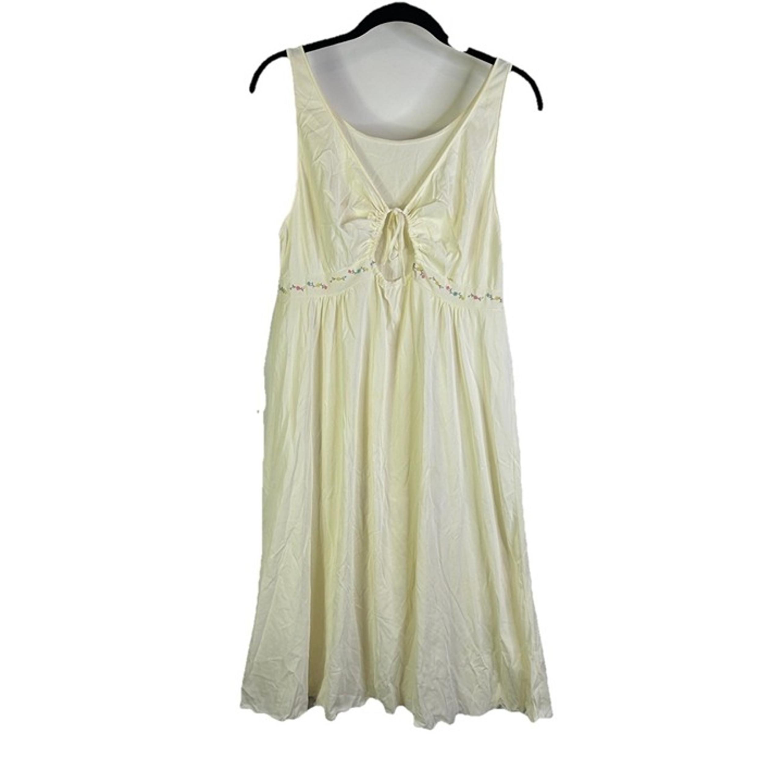 Vintage 70s Womens Medium Floral Stitched Slip Baby Doll Nightgown Slip Dress US