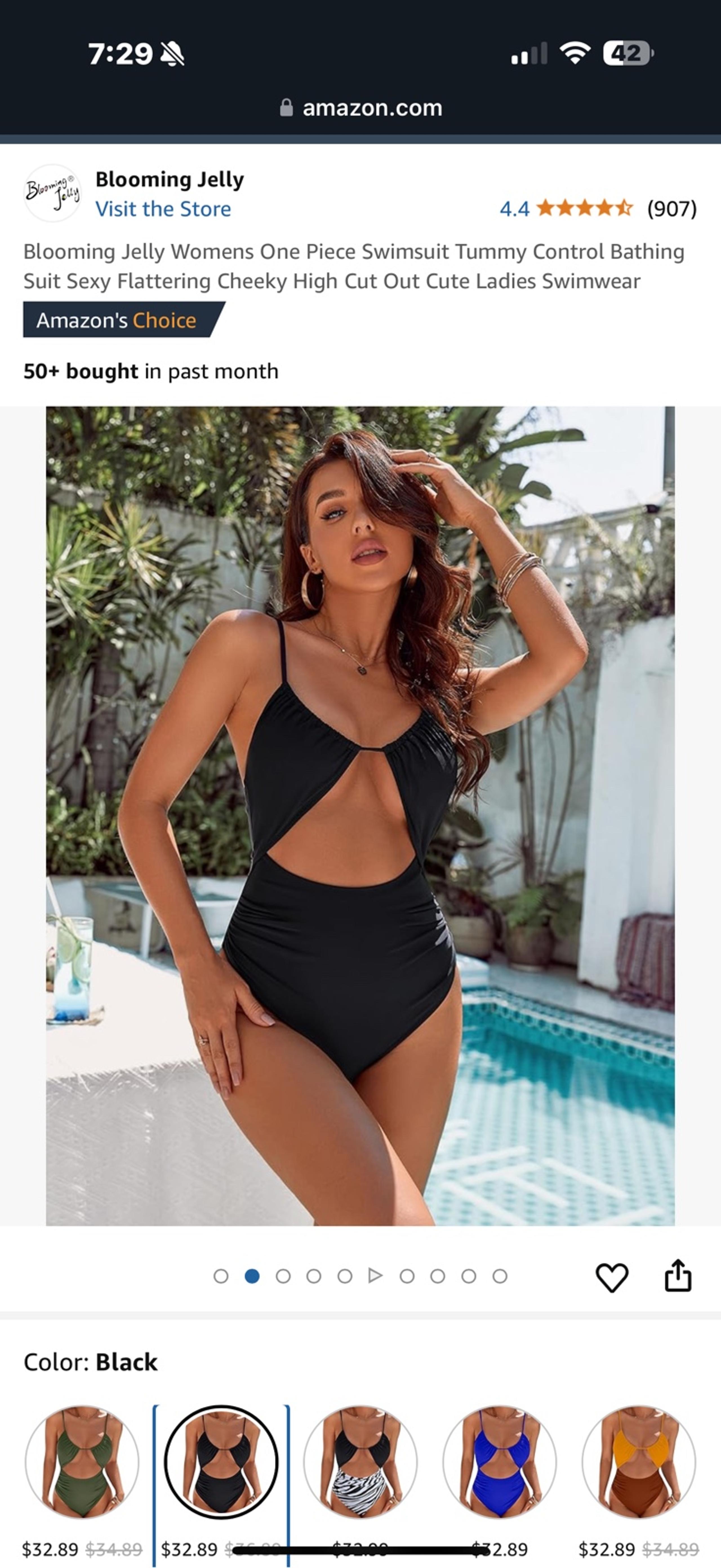 NEW Blooming Jelly Womens Black One Piece Swimsuit