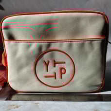 New Youth To The People Beige/Orange Canvas Wash bag large 9 x 7 x 5 with strap