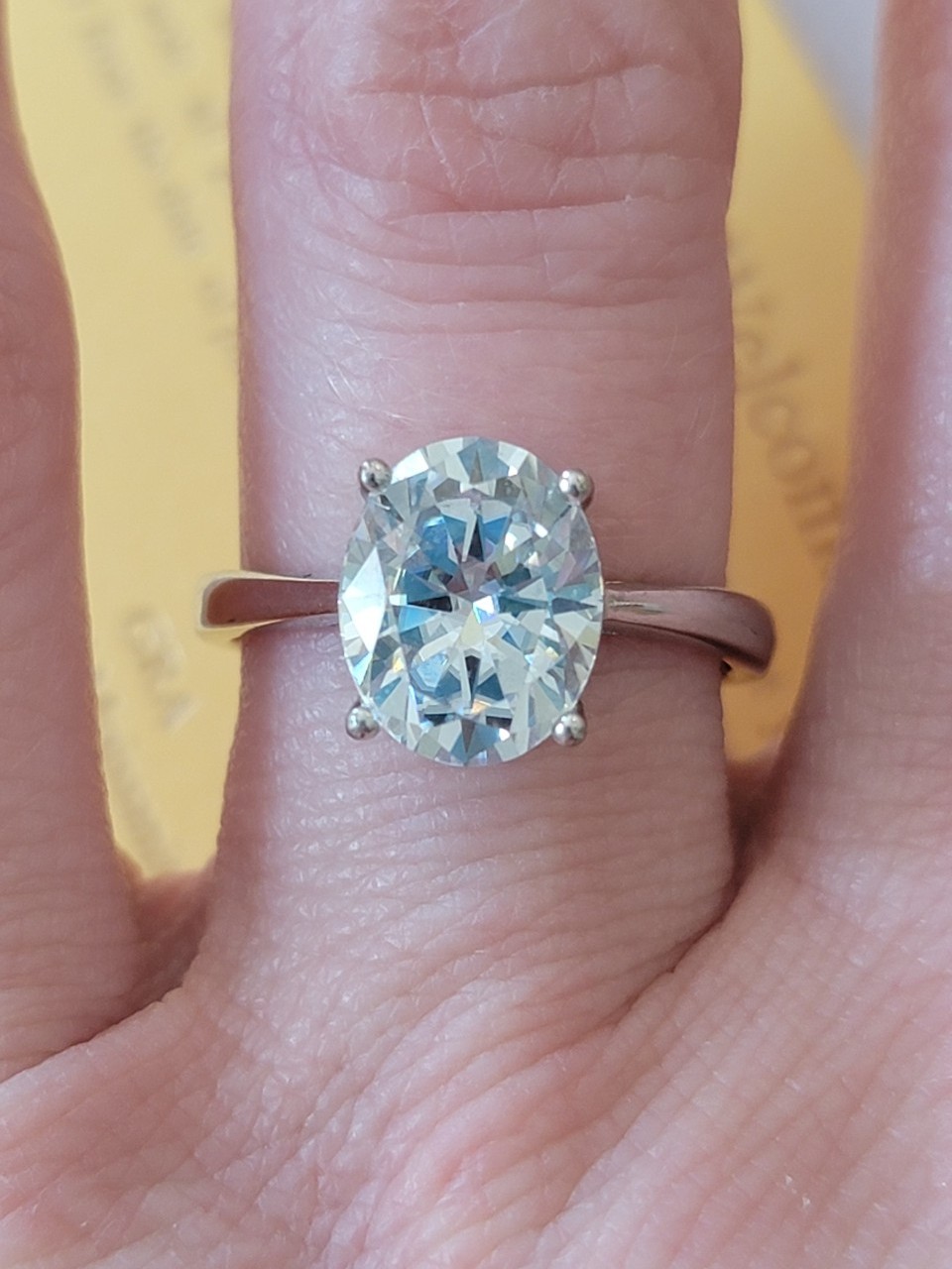 3 carat oval moissanite ring