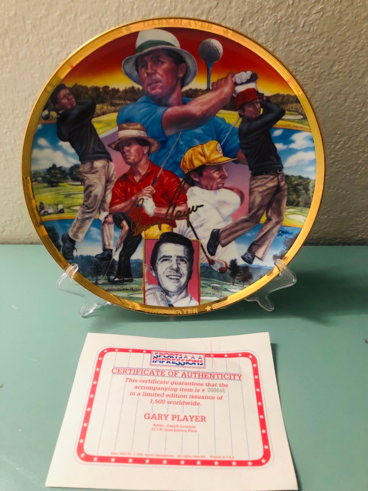 1992 Sports Impressions The Golf Legends Collector Plate Series 10.25” Gary Player Gold Edition #646