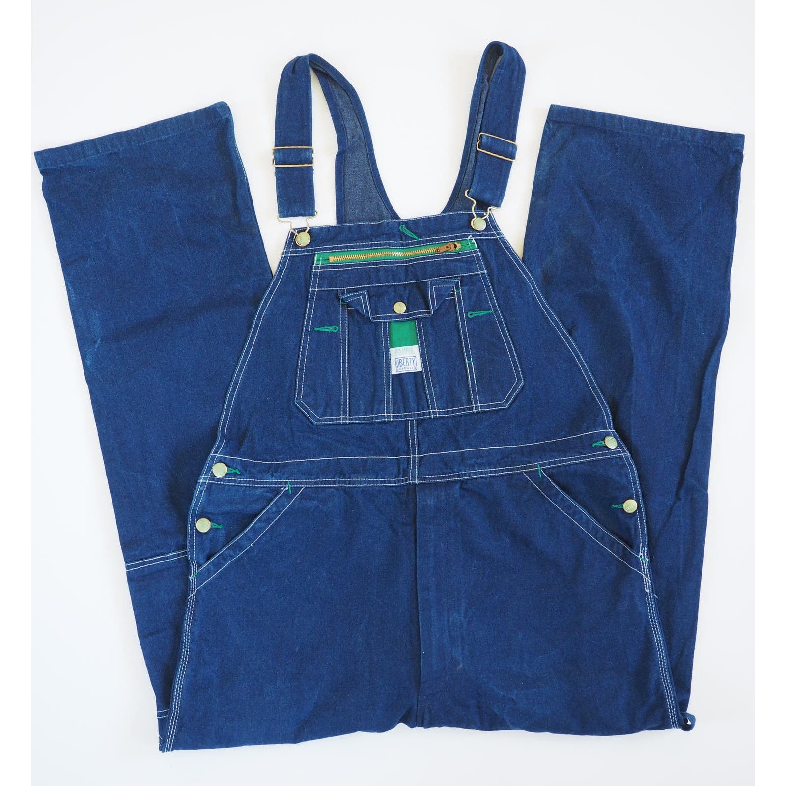 Vintage Liberty Bib Overalls Mens 38X30 Wide Straight Leg Dark Wash