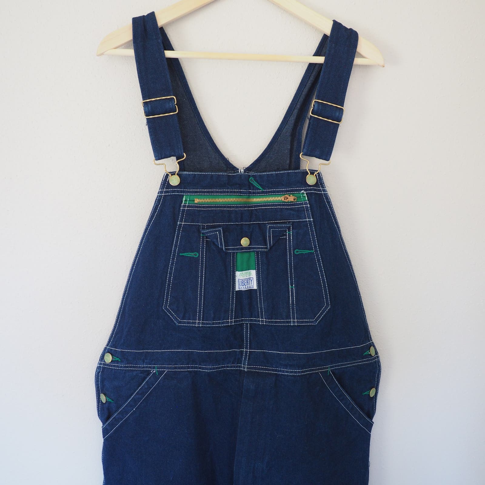 Vintage Liberty Bib Overalls Mens 38X30 Wide Straight Leg Dark Wash