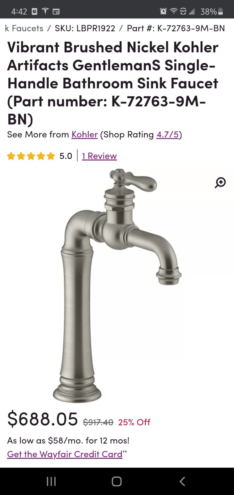 Kohler lavy/sink faucet