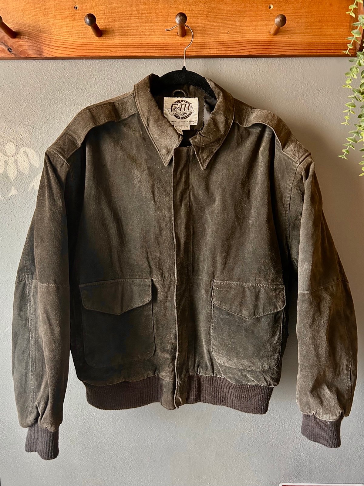 Vintage Global Identity G-111 Suede Leather Flight Bomber Varsity Jacket Men L