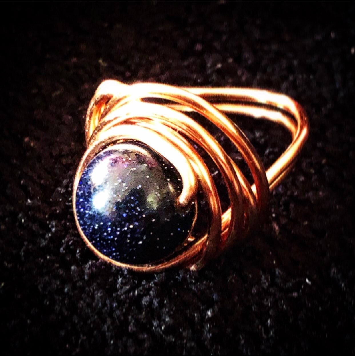 Blue Sandstone & Copper Ring