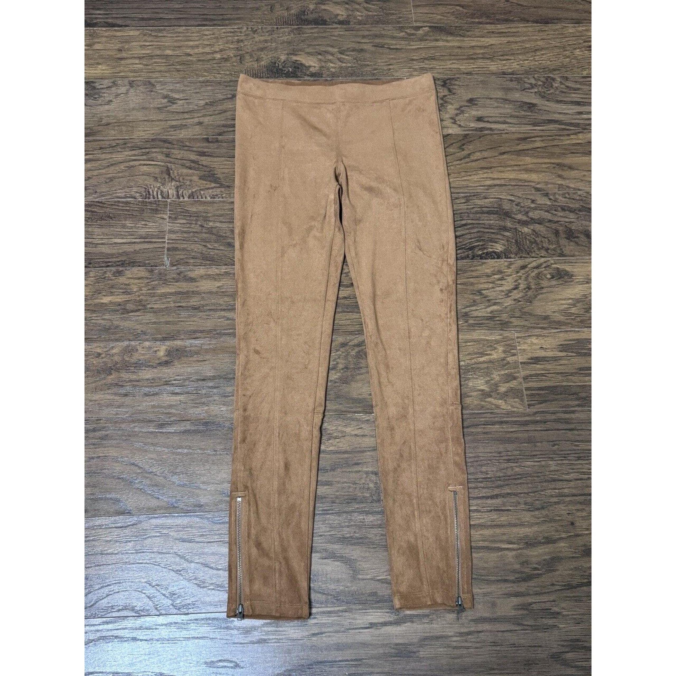 Express Womens Pants Leggings Size S Small Brown Faux Suede Stretch Zip Leg