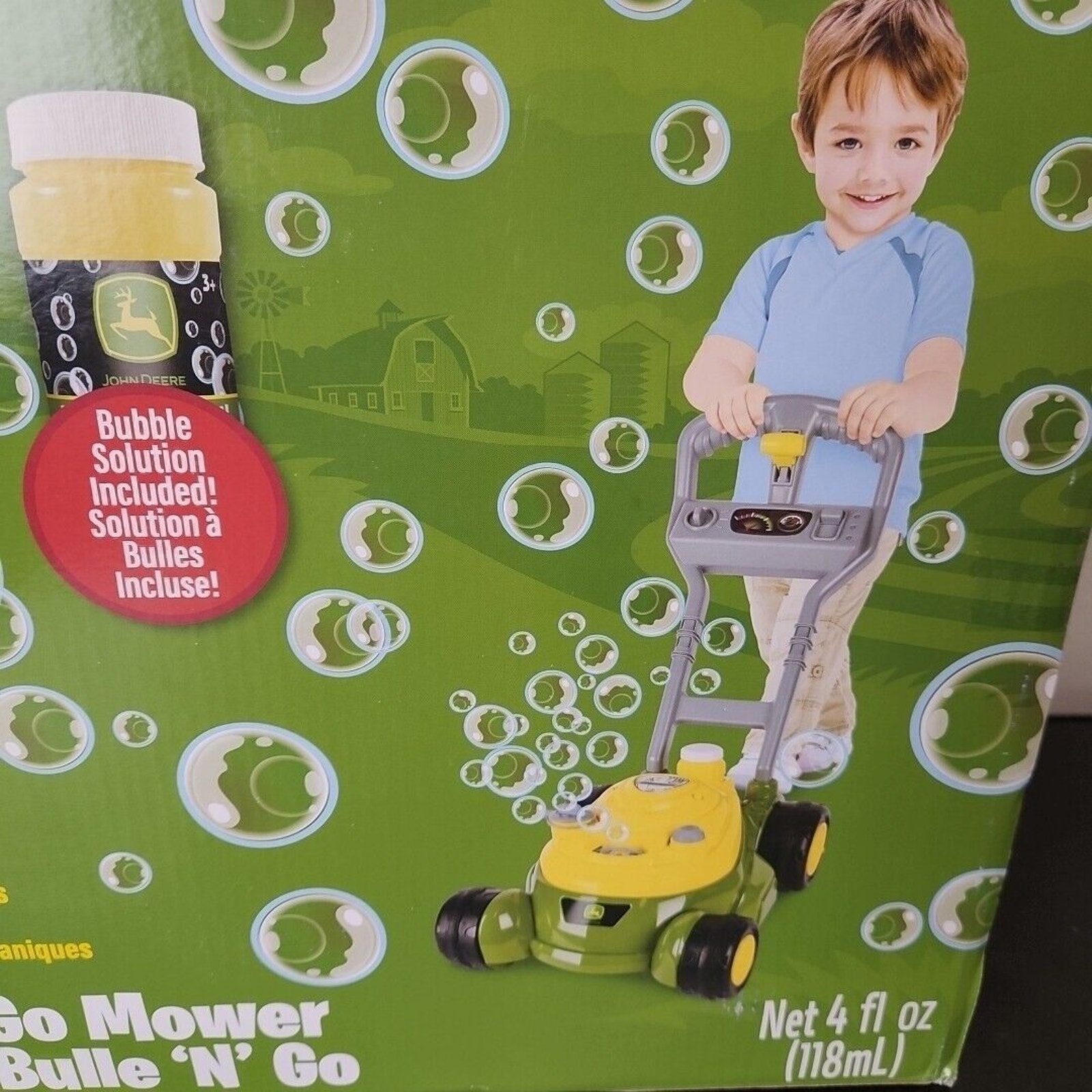 KIDS BUBBLE LAWN MOWER John Deere Bubble Maker Toy Machine NO BUBBLE SOLUTION