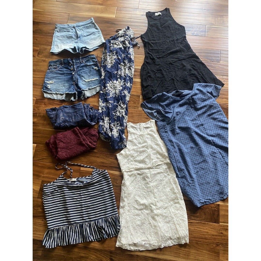 Lot of 9 Abercrombie Fitch Women Summer Tank Dress Jean Shorts Size S M MT L