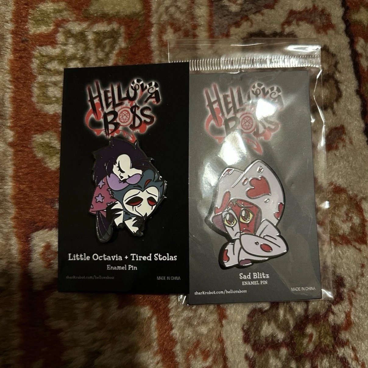 Helluva Boss Sad Blitz And Little Octavia + Tired Stolas Enamel Pins