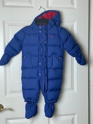 Polo Ralph Lauren Infant Puffer Bunting Snow Suit Overall - 9 Months Blue - NEW