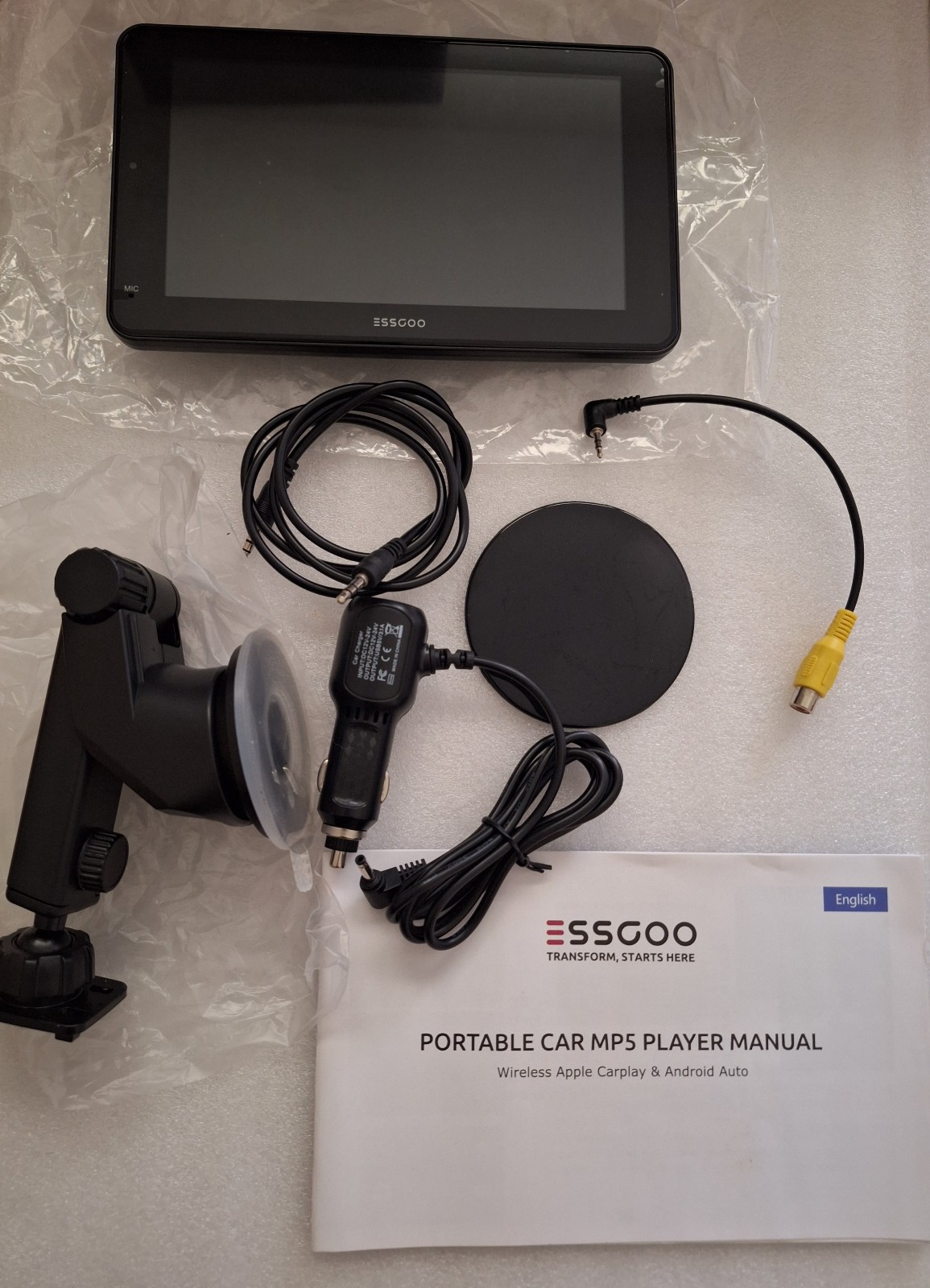 ESSGOO 743CP Black 7 Bluetooth Android Auto Car Stereo With Apple Carplay