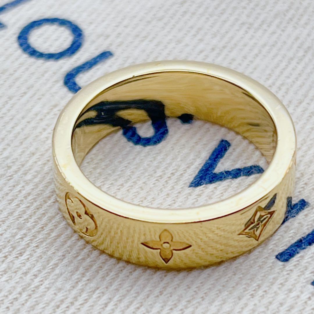 LOUIS VUITTON Ring Thin Mosaic Ring Gold Monogram LOUIS VUITTON Ring Thin Mosaic Ring Gold Monogram