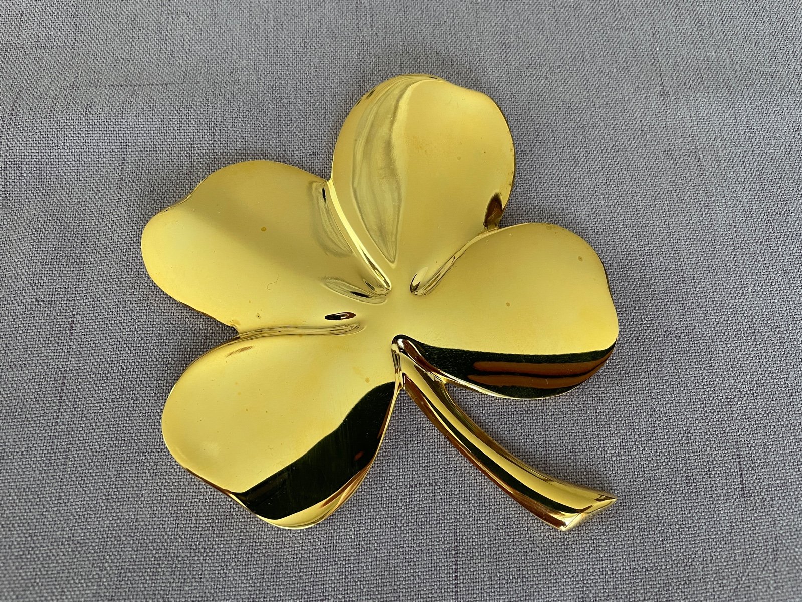 Vintage Gerity 24k Gold Plated 4 Leaf Clover Shamrock Paperweight