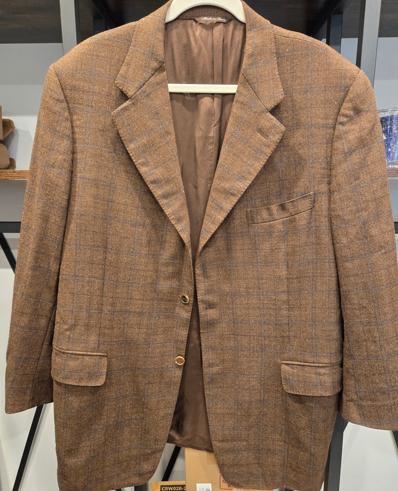 Canali super 120s Wool Blazer sport Coat 44US Made In Italy Plaid