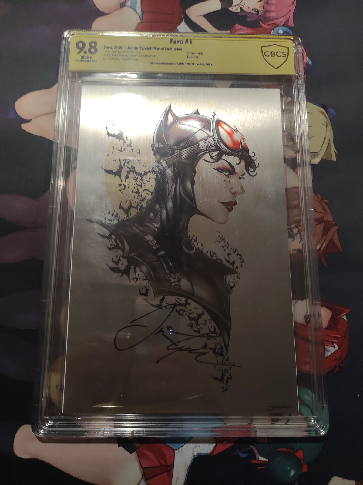 CGC 9 .8 Signed Metal Jamie Tyndall Catwoman Faro #1 Cover