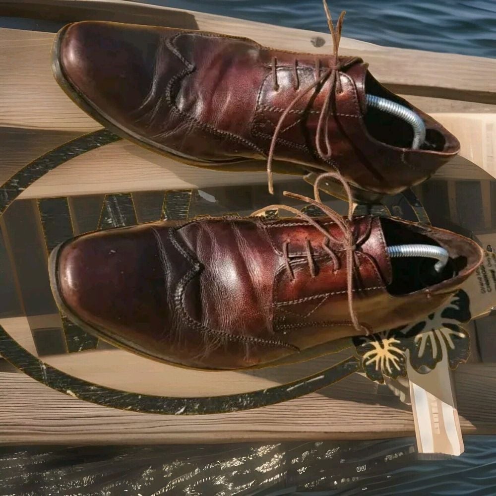 Kenneth Cole Wingtip Lace Up Brown T-Oil Away Size 12M Leather MENS