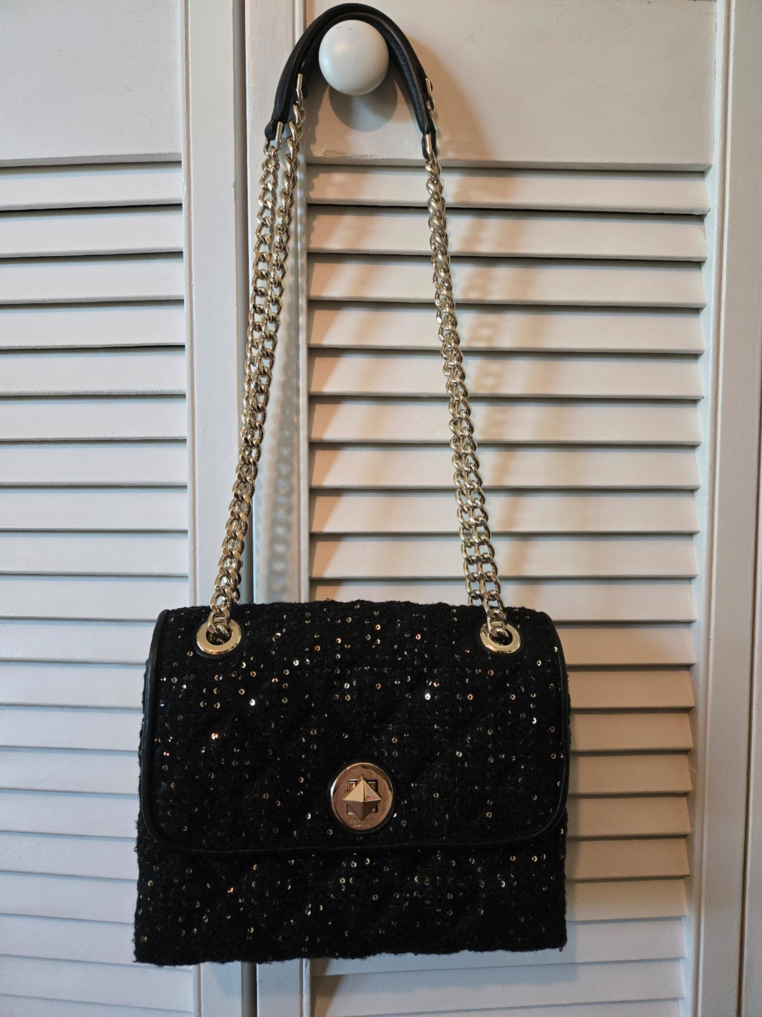 Kate Spade black tweed and sequin shoulder bag
