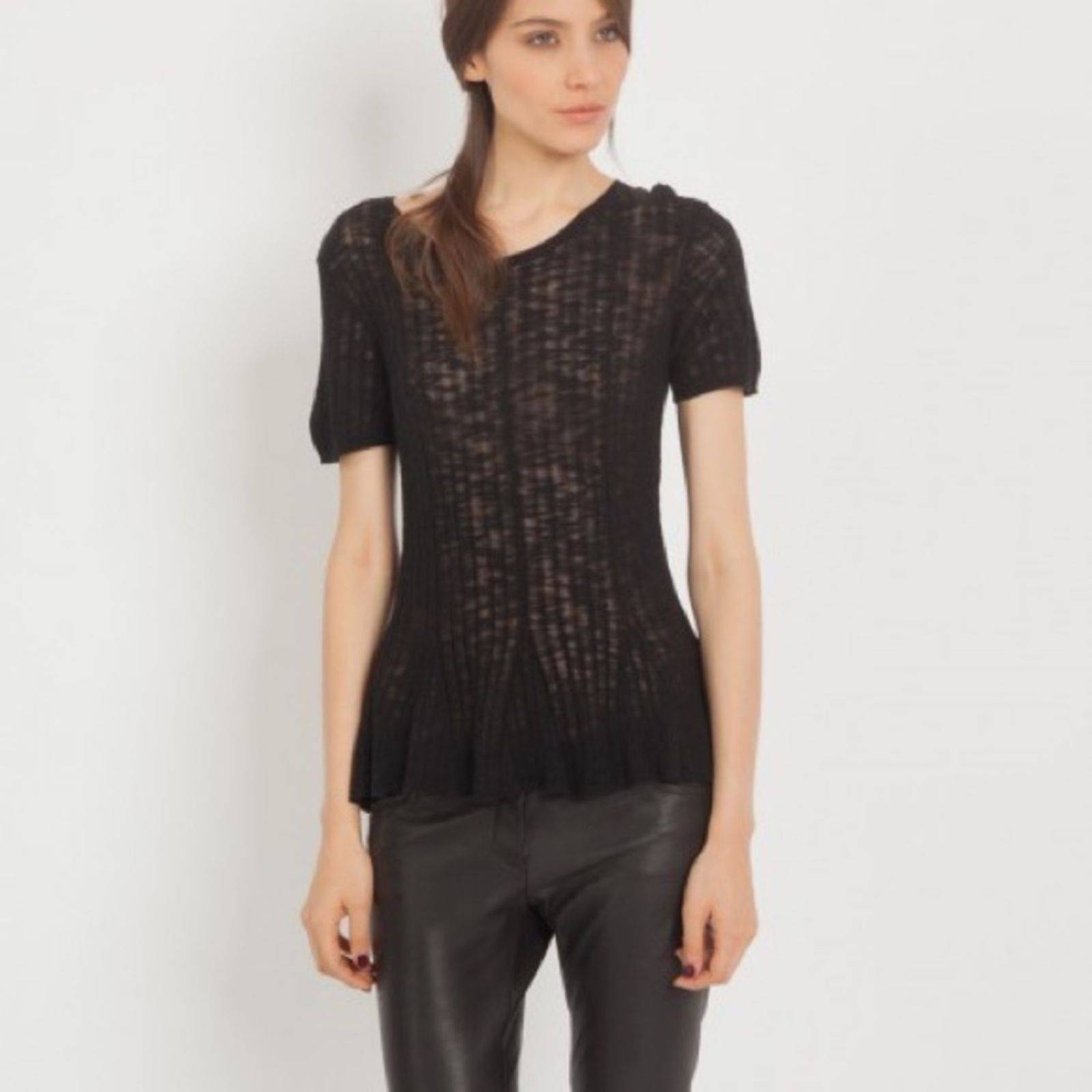 Maje black peplum sweater top small